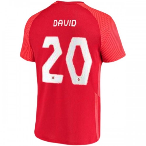 Canada Jonathan David 20 VM 2022 Hemma Fotbollströjor Kortärmad